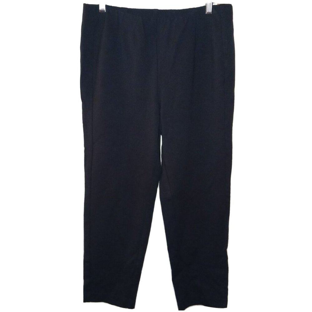 J.JILL Medium Petite Black Ponte Rayon Stretch Knit Slim Leg Elastic Waist Pants